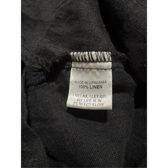 Flax black 100% linen v neck top - Picture 3 of 5